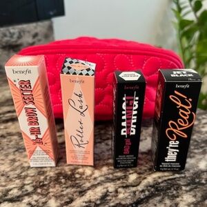 Benefit Cosmetics Trial Size Mascaras + Free Cosmetic Bag & Brow Setter - NEW